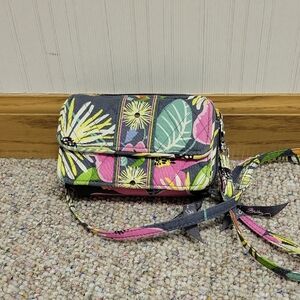 Vera Bradley Crossbody Wallet Jazzy Blooms Floral Cloth